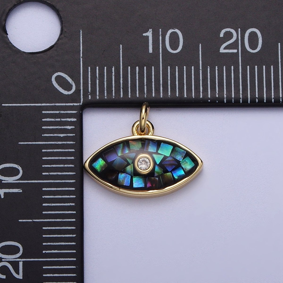 Natural Green Pink White Blue Black Shell Evil Eye Charm in Gold for Add on Jewelry| X-765 - X-768