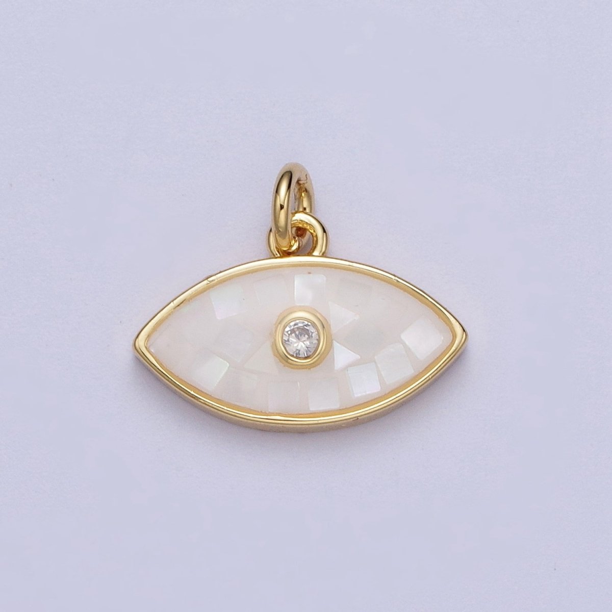 Natural Green Pink White Blue Black Shell Evil Eye Charm in Gold for Add on Jewelry| X-765 - X-768