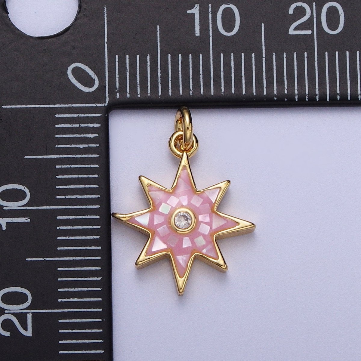 Natural Green Pink White Blue Black Shell North Star Shape Charm in Gold for Celestial Jewelry| X-774 - X-778