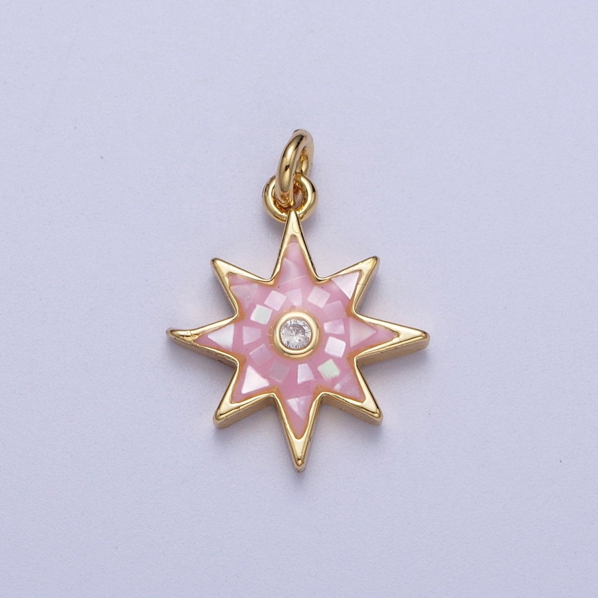 Natural Green Pink White Blue Black Shell North Star Shape Charm in Gold for Celestial Jewelry| X-774 - X-778