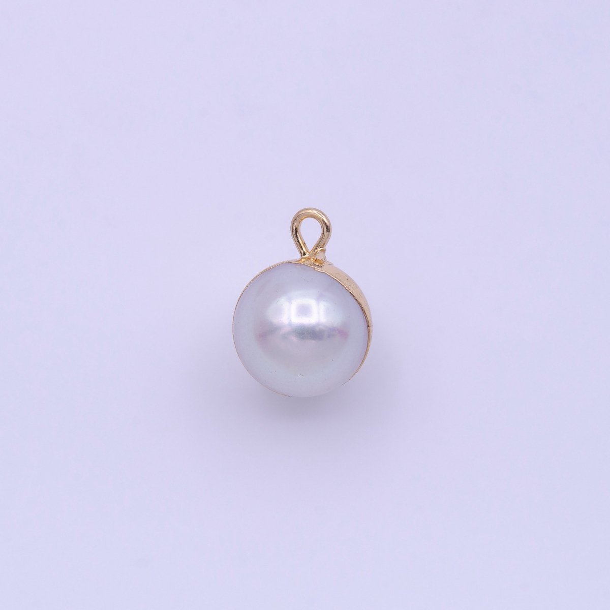 Natural Round White Freshwater Pearl Gold Coated Add-On Charm | P-1850 - DLUXCA