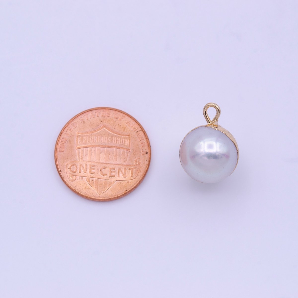 Natural Round White Freshwater Pearl Gold Coated Add-On Charm | P-1850 - DLUXCA