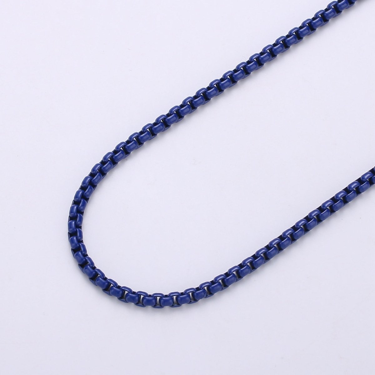 Neon Enamel Box Chain by Yard, Enamel Pop Chain Necklaces, Retro 1990 90s trend Style Chain Necklace Purple Pink Orange Blue White Yellow Green | ROLL-338 to ROLL-347 Clearance Pricing