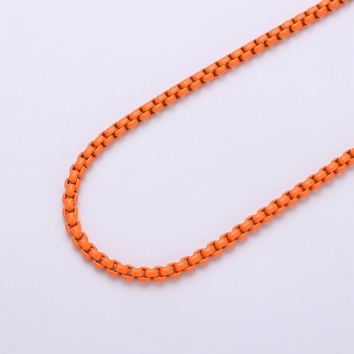 Neon Enamel Box Chain by Yard, Enamel Pop Chain Necklaces, Retro 1990 90s trend Style Chain Necklace Purple Pink Orange Blue White Yellow Green | ROLL-338 to ROLL-347 Clearance Pricing