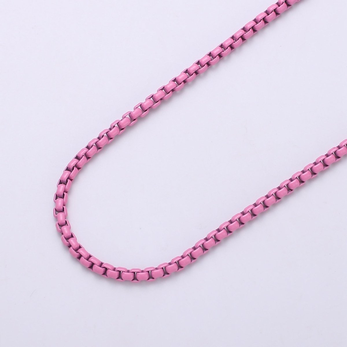 Neon Enamel Box Chain by Yard, Enamel Pop Chain Necklaces, Retro 1990 90s trend Style Chain Necklace Purple Pink Orange Blue White Yellow Green | ROLL-338 to ROLL-347 Clearance Pricing