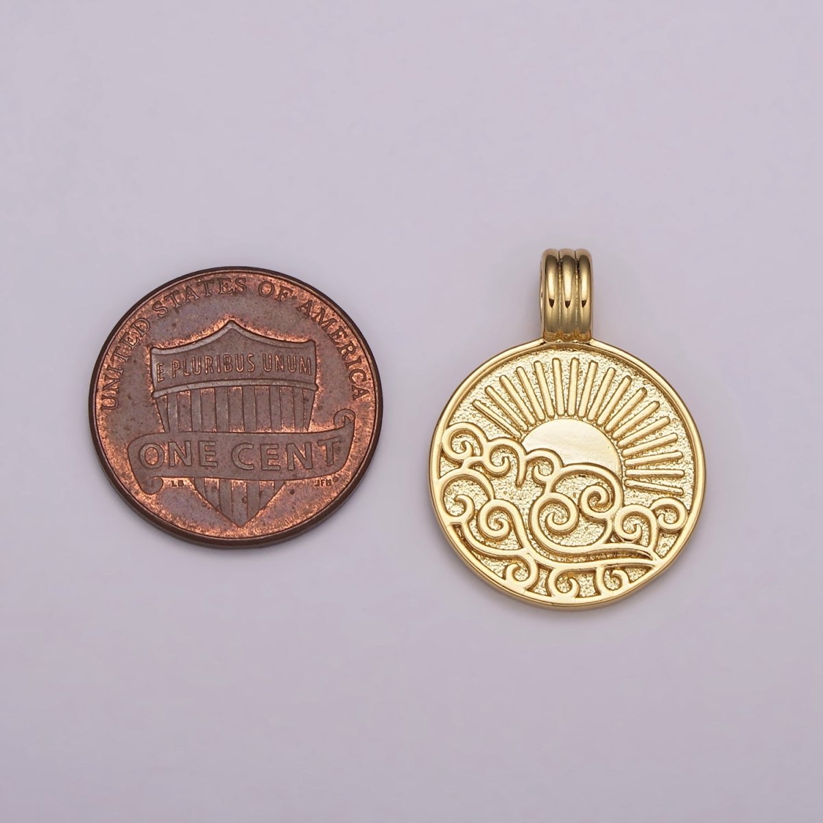 NEW ELEMENT Collection Gold Element Charm Fire Wind Earth Ocean Wave Charm 24K Gold Filled Medallion for Necklace Bracelet Supply N-469 - N-472