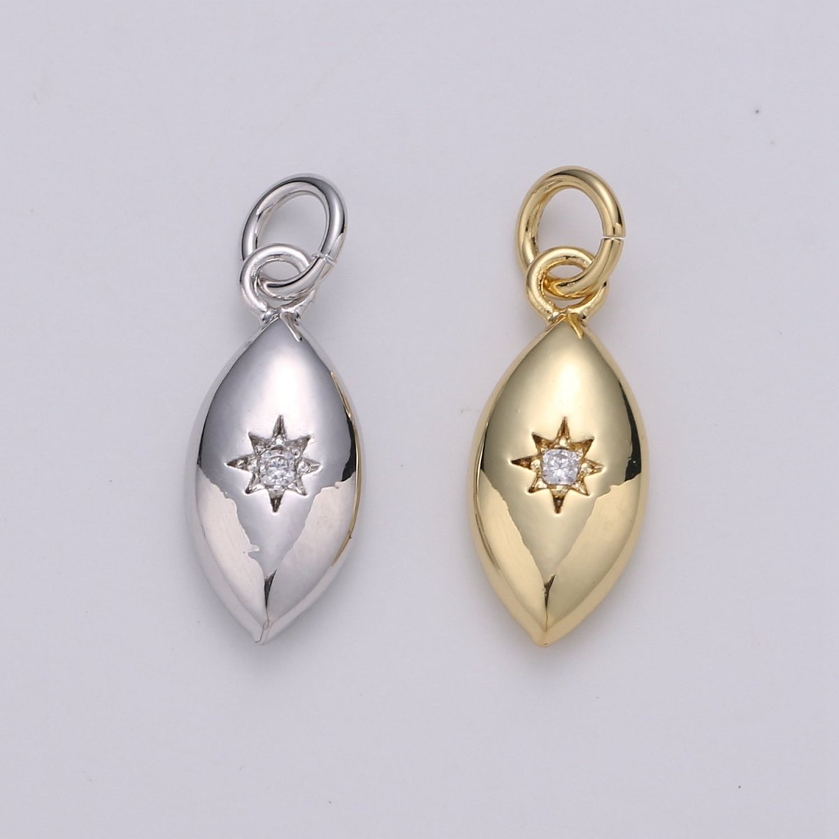 North Star Oval Shape Gold Filled Charm for Necklace Earring Bracelet - D-423-D-424