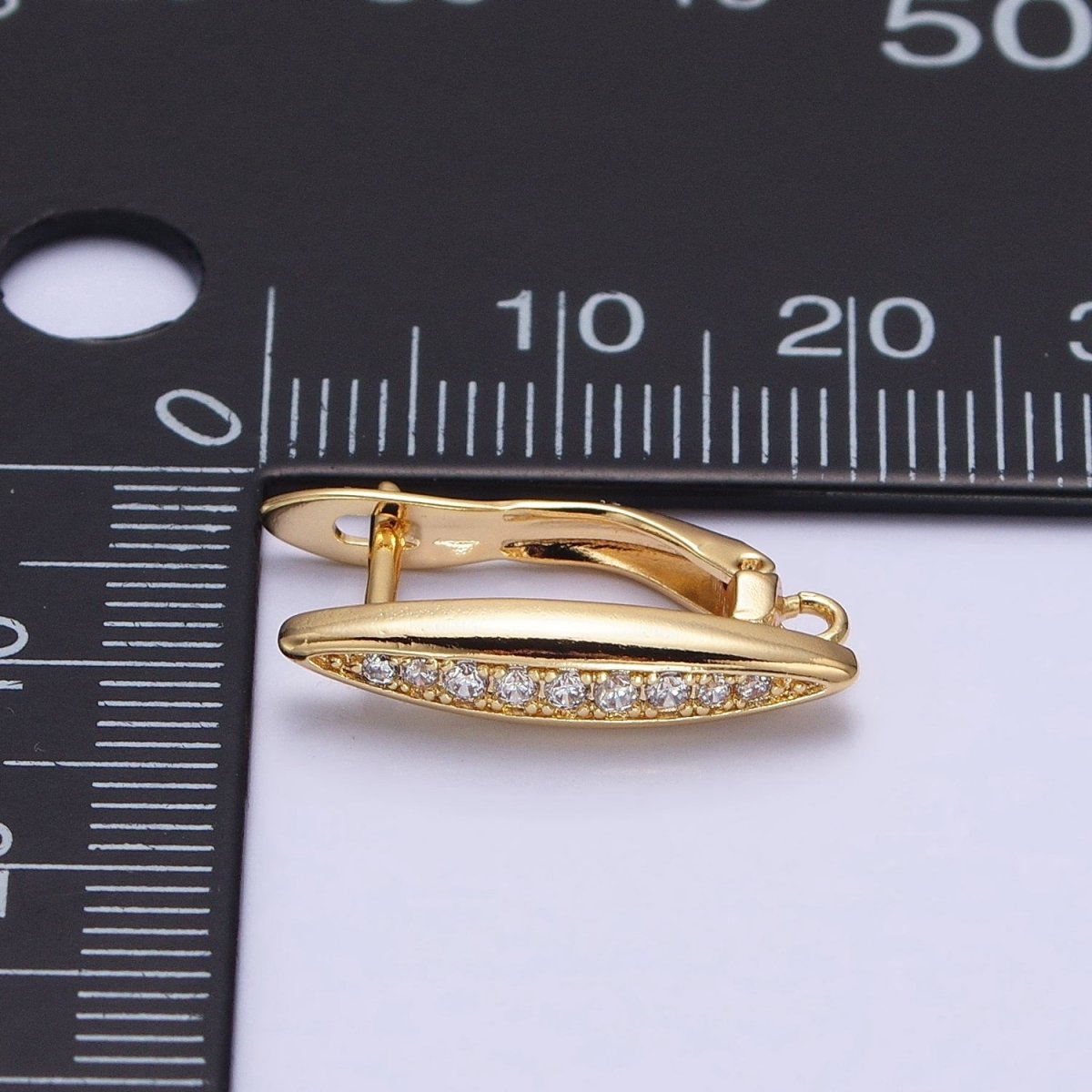 Oblong Micro Paved Clear CZ Lined Open Loop Earrings Supply in Gold & Silver | Z-284 Z-285