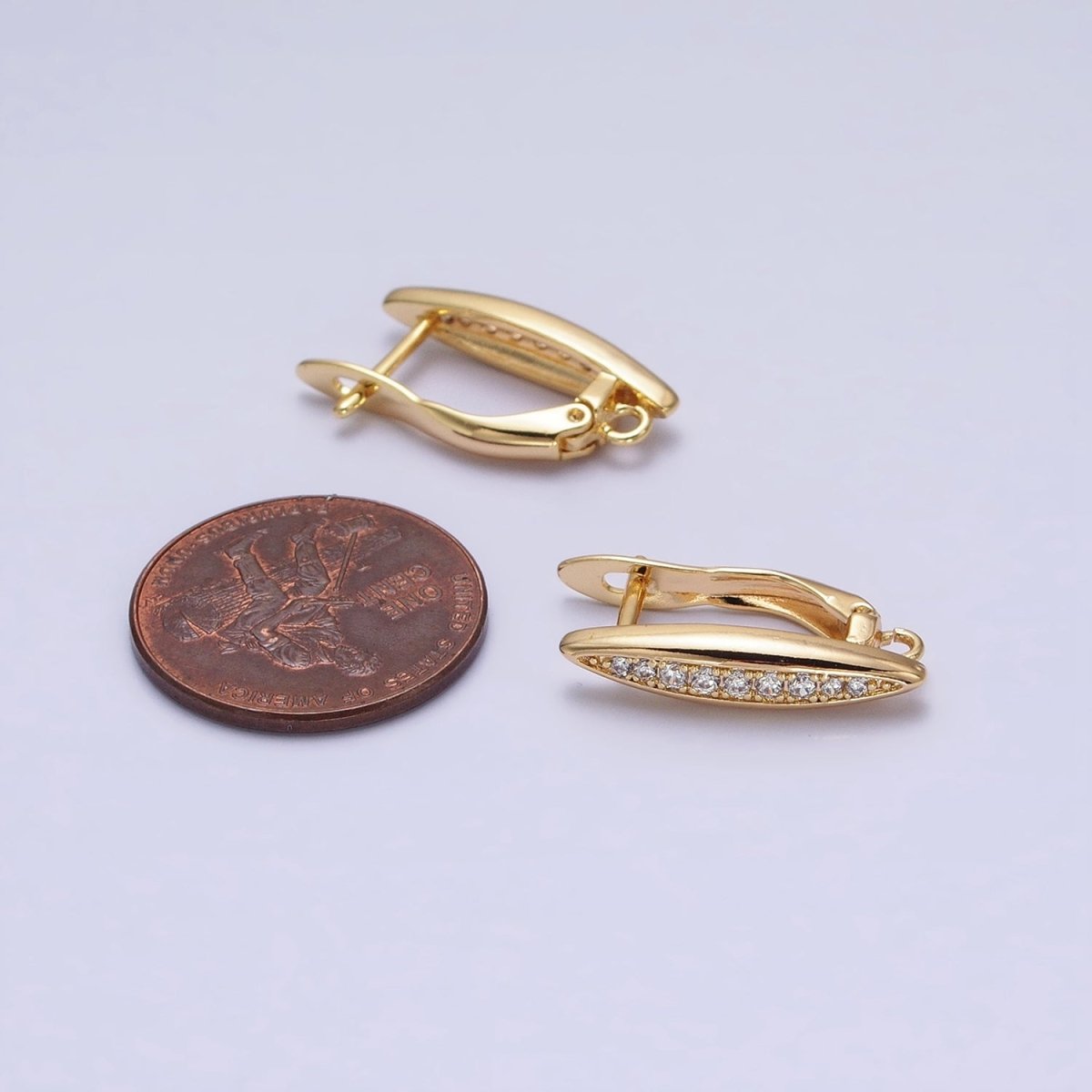 Oblong Micro Paved Clear CZ Lined Open Loop Earrings Supply in Gold & Silver | Z-284 Z-285