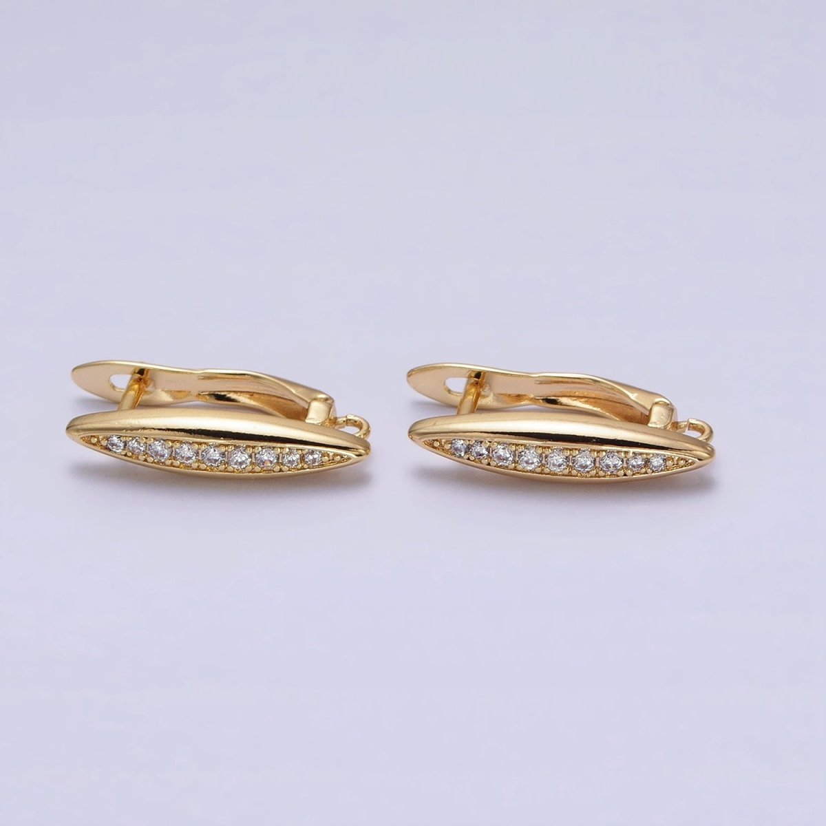 Oblong Micro Paved Clear CZ Lined Open Loop Earrings Supply in Gold & Silver | Z-284 Z-285
