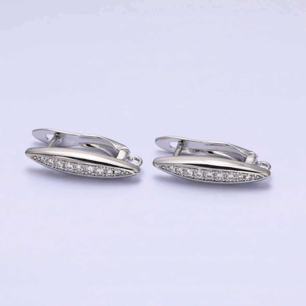 Oblong Micro Paved Clear CZ Lined Open Loop Earrings Supply in Gold & Silver | Z-284 Z-285