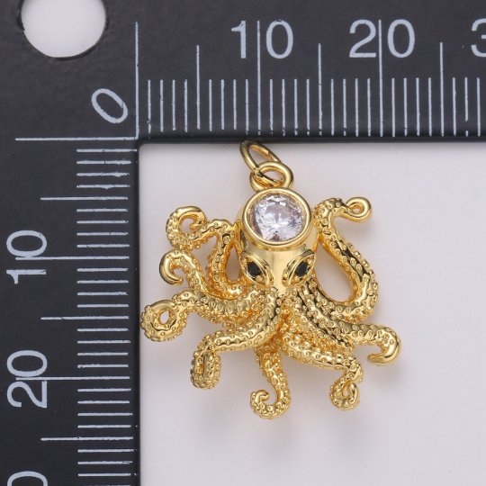 Octopus Pendant, 24K White Gold Filled Animal Ocean Inspired Charm, Beach Jewelry, Marine Jewelry, Minimalist, Octopus Pendant, Summer Jewelry | E-219  E-792