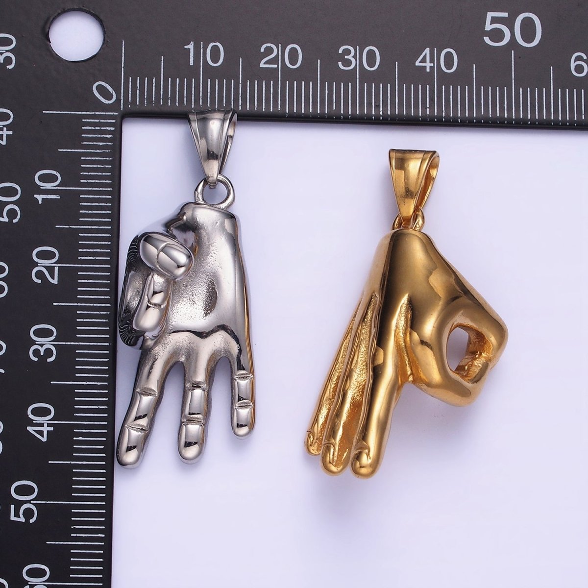 Okay Sign Hand Symbol Charm Gold Stainless Steel Ok Sign Pendant Hand Gesture Charm P1205