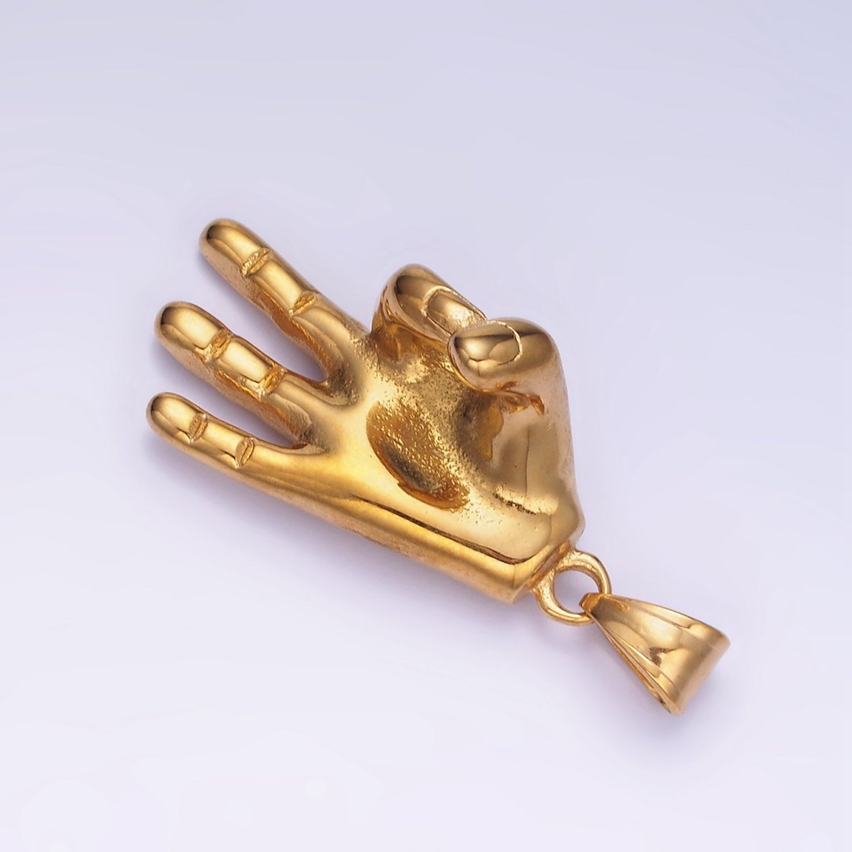 Okay Sign Hand Symbol Charm Gold Stainless Steel Ok Sign Pendant Hand Gesture Charm P1205