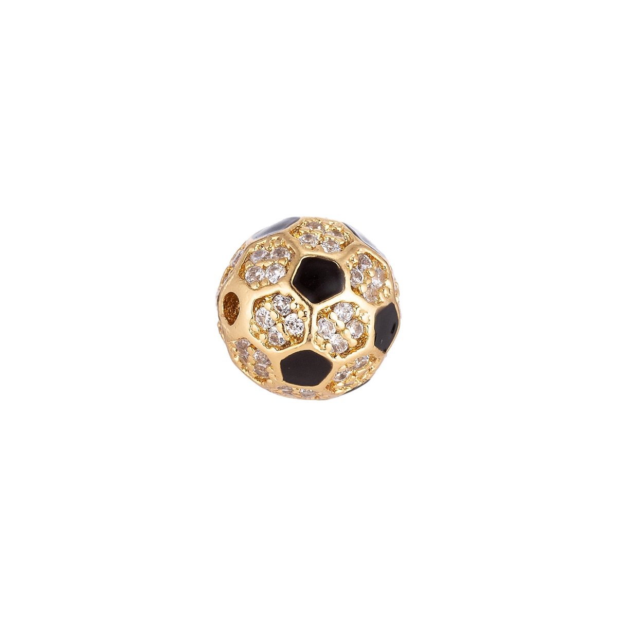 On Sale! CLEARANCE! 10mm 18K Gold Filled Micro Paved Soccer Ball Bead | B-025