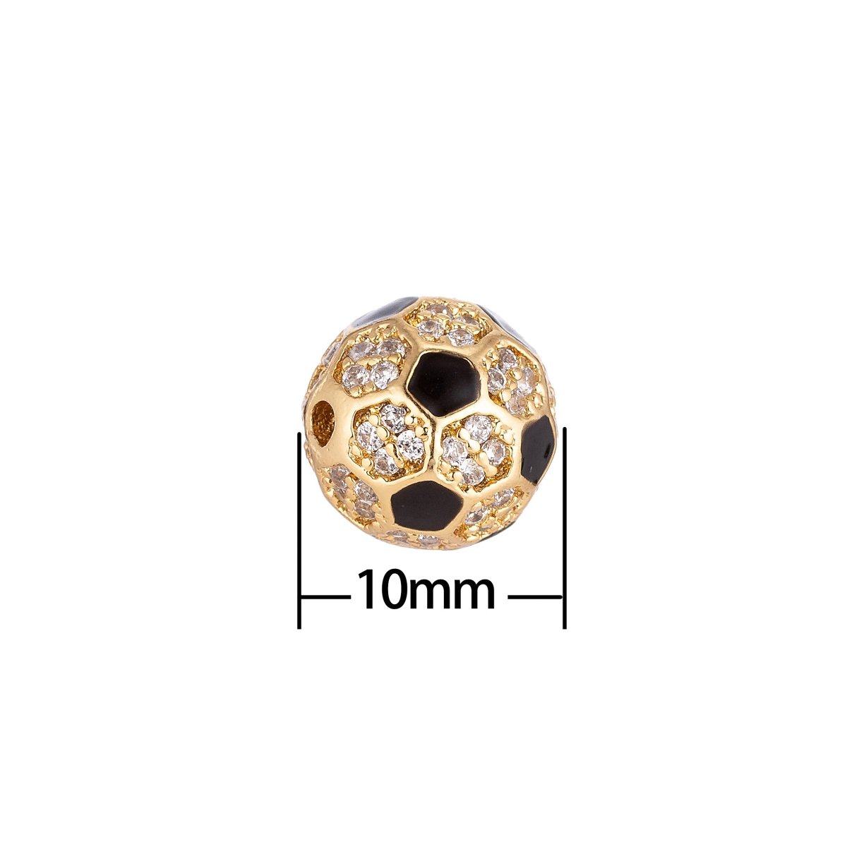 On Sale! CLEARANCE! 10mm 18K Gold Filled Micro Paved Soccer Ball Bead | B-025