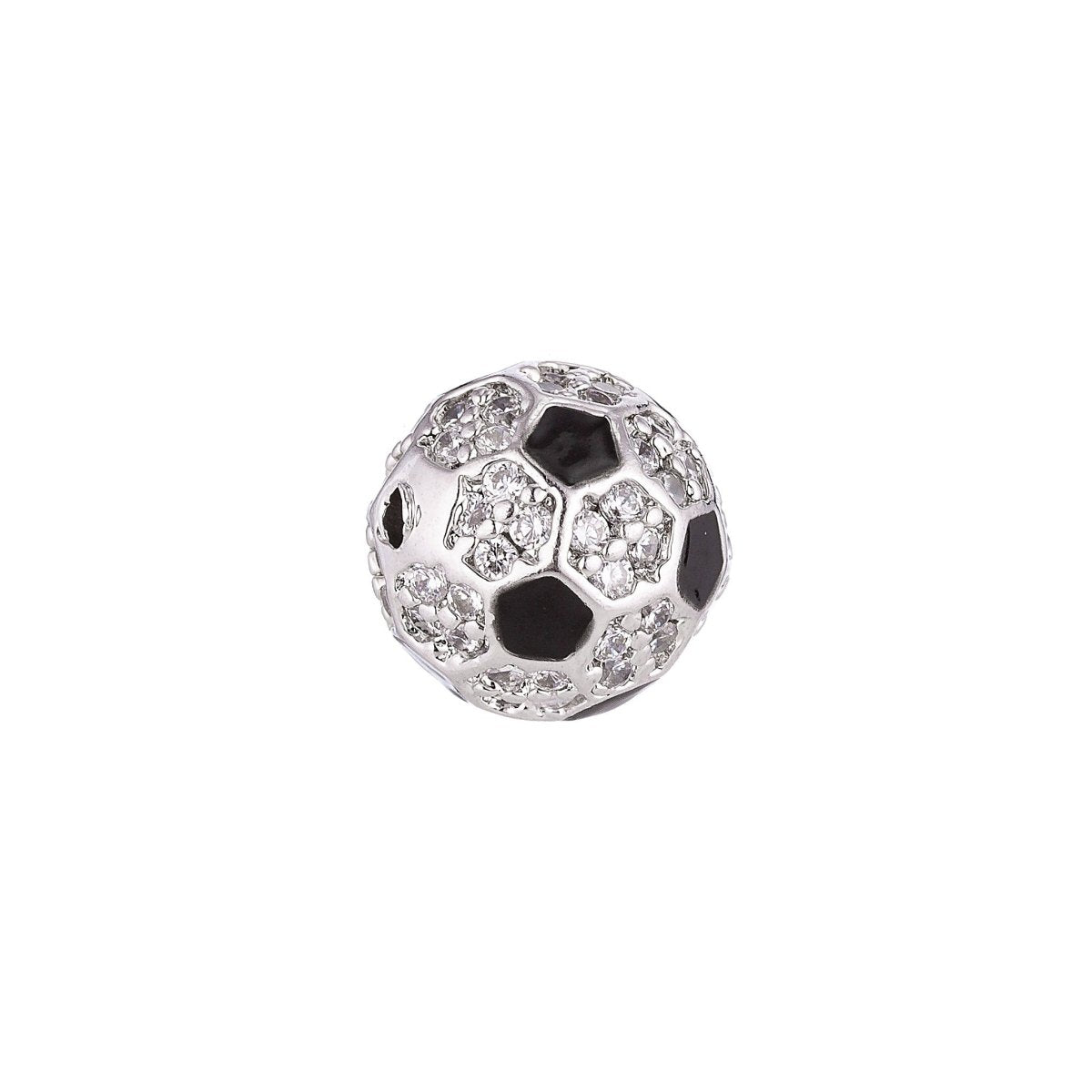 On Sale! CLEARANCE! 10mm 18K Gold Filled Micro Paved Soccer Ball Bead | B-025