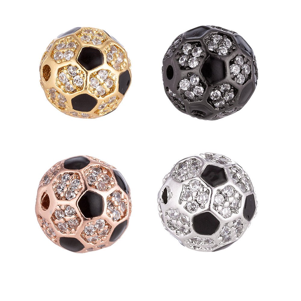 On Sale! CLEARANCE! 10mm 18K Gold Filled Micro Paved Soccer Ball Bead | B-025