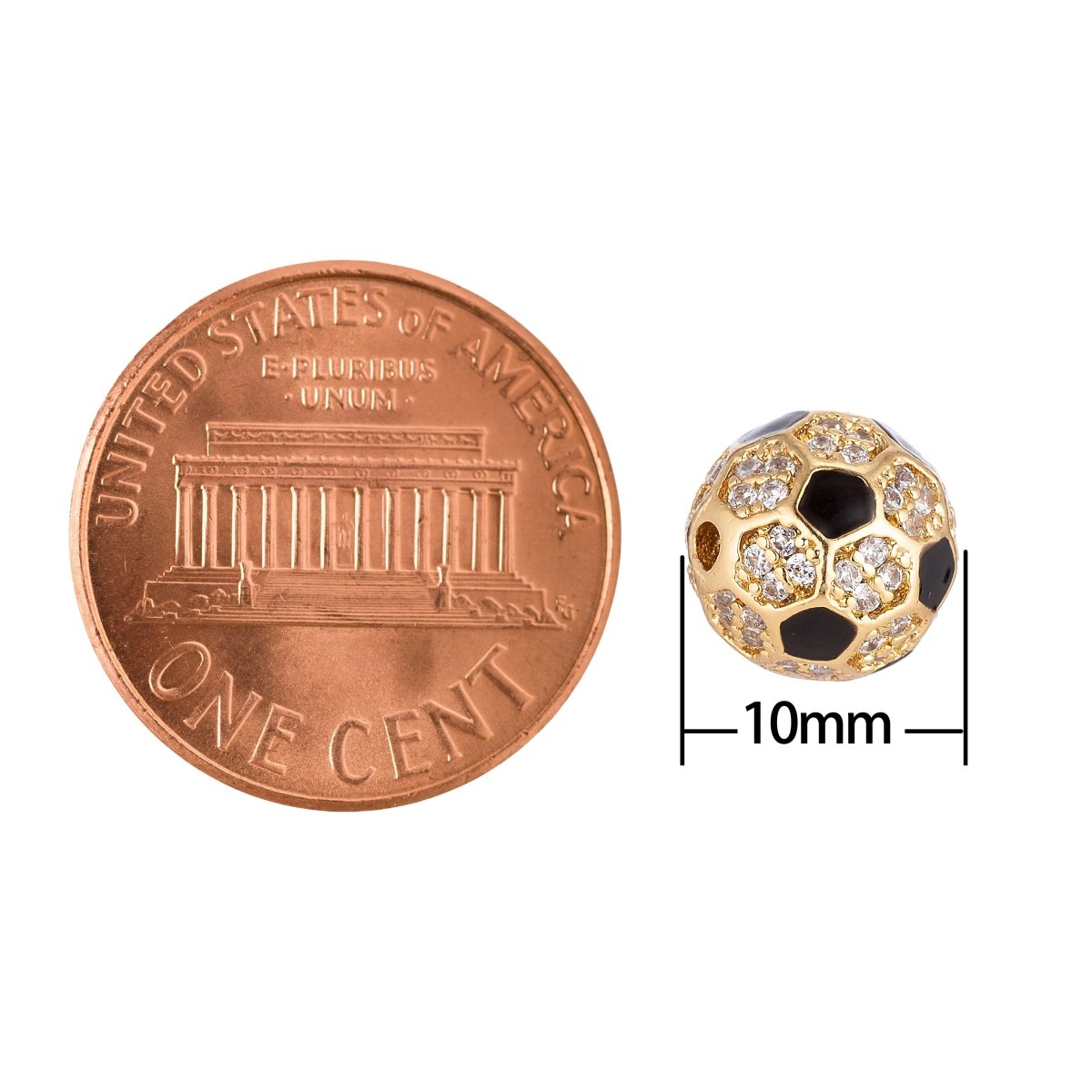 On Sale! CLEARANCE! 10mm 18K Gold Filled Micro Paved Soccer Ball Bead | B-025