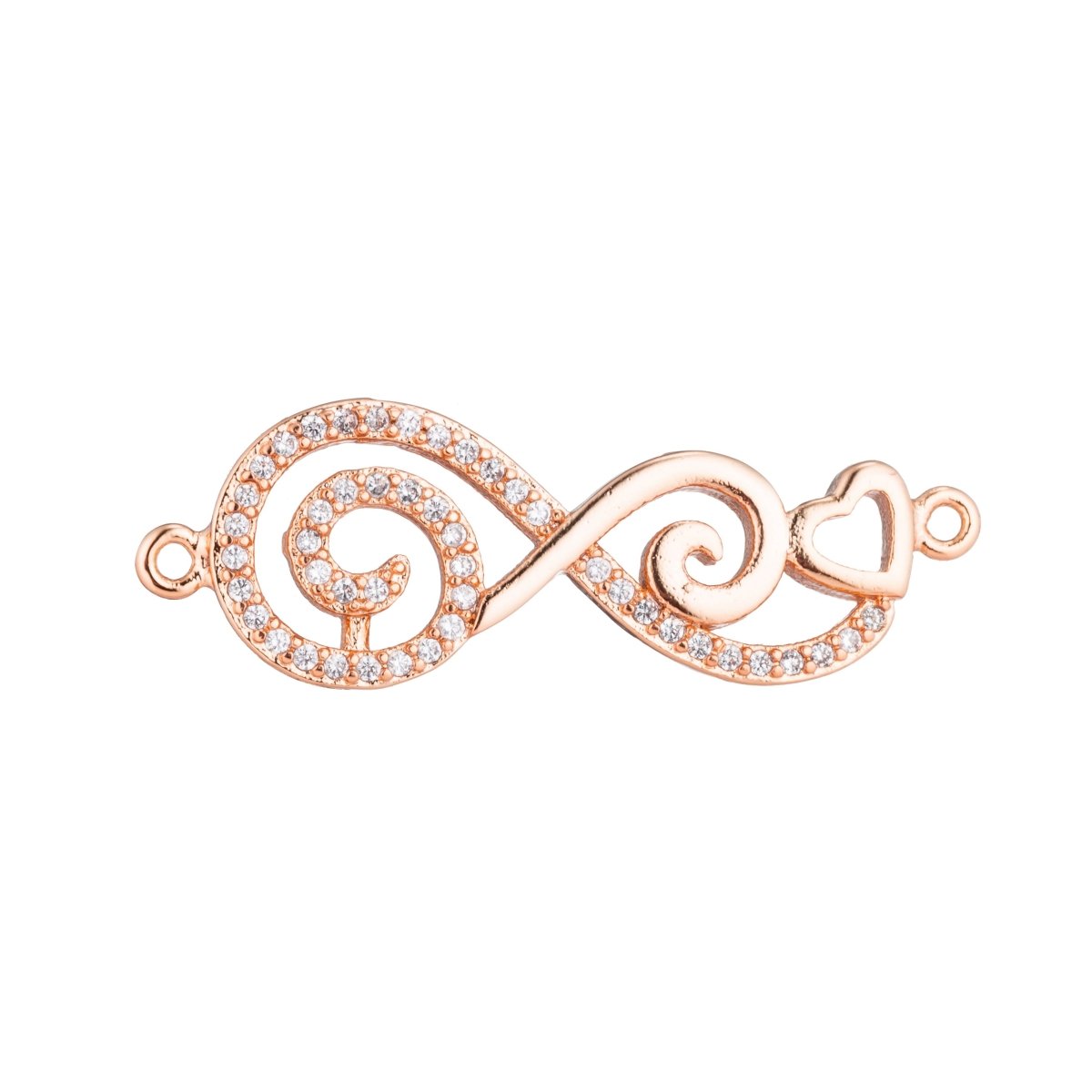 On Sale! CLEARANCE! 14K Gold Filled, Rose Gold, Silver, Black Gold Infinity Heart Charm CONNECTOR, Infinity Bracelet Connector Micro Pave For Bracelet Necklace, For Jewelry Making | F-152