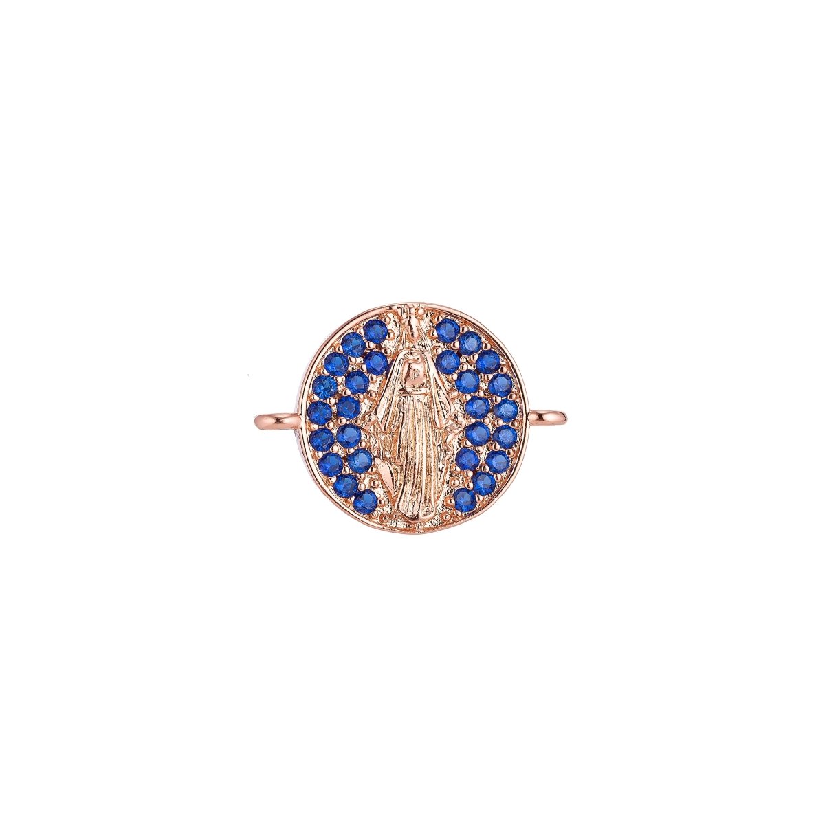 On Sale! CLEARANCE! 18K Gold Filled, Silver, Black Jesus Mother Mary Catholic Medallion, Cubic Zirconia Bracelet Charm, Micro Pave Connector For Necklace Bracelet Jewelry Making | F-077