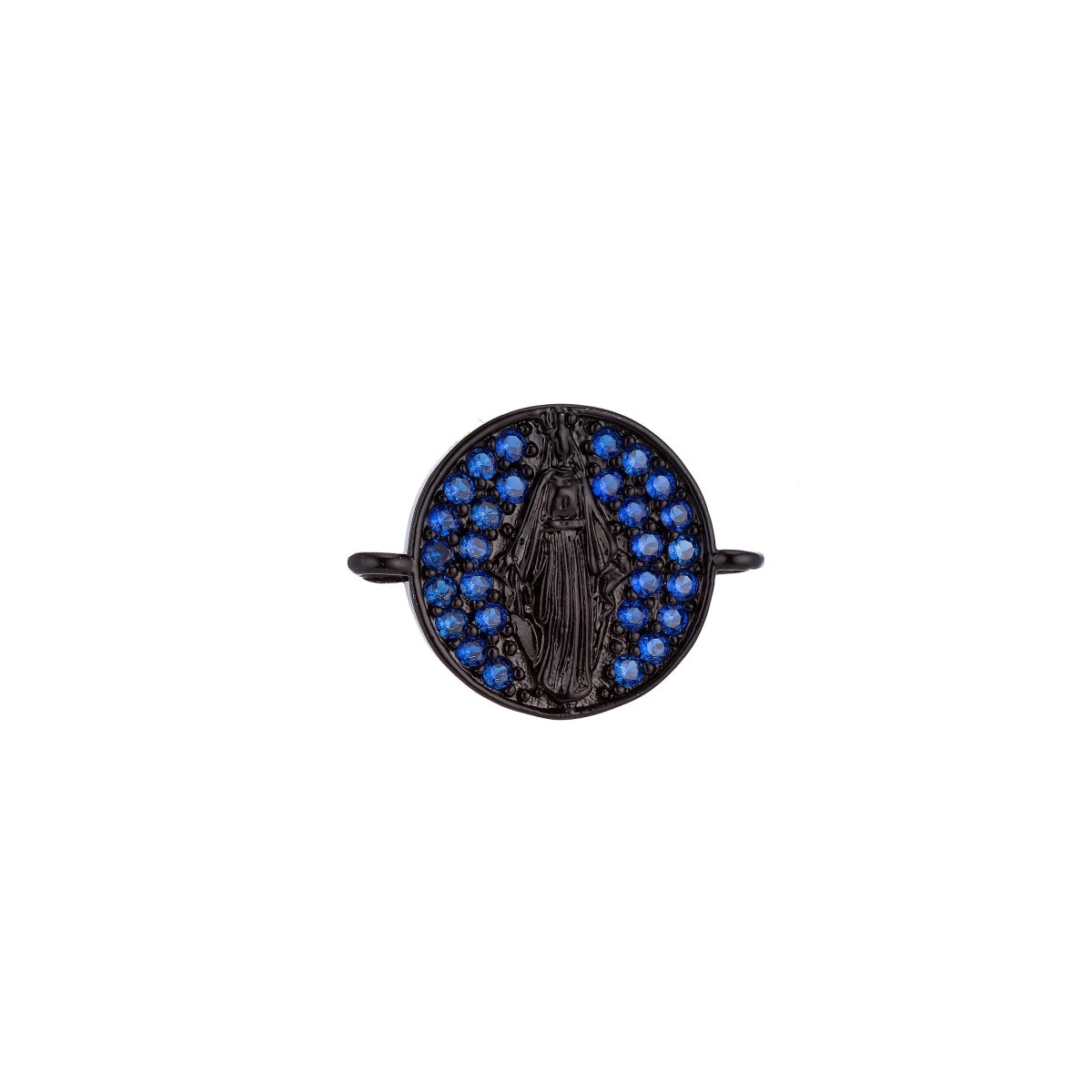 On Sale! CLEARANCE! 18K Gold Filled, Silver, Black Jesus Mother Mary Catholic Medallion, Cubic Zirconia Bracelet Charm, Micro Pave Connector For Necklace Bracelet Jewelry Making | F-077