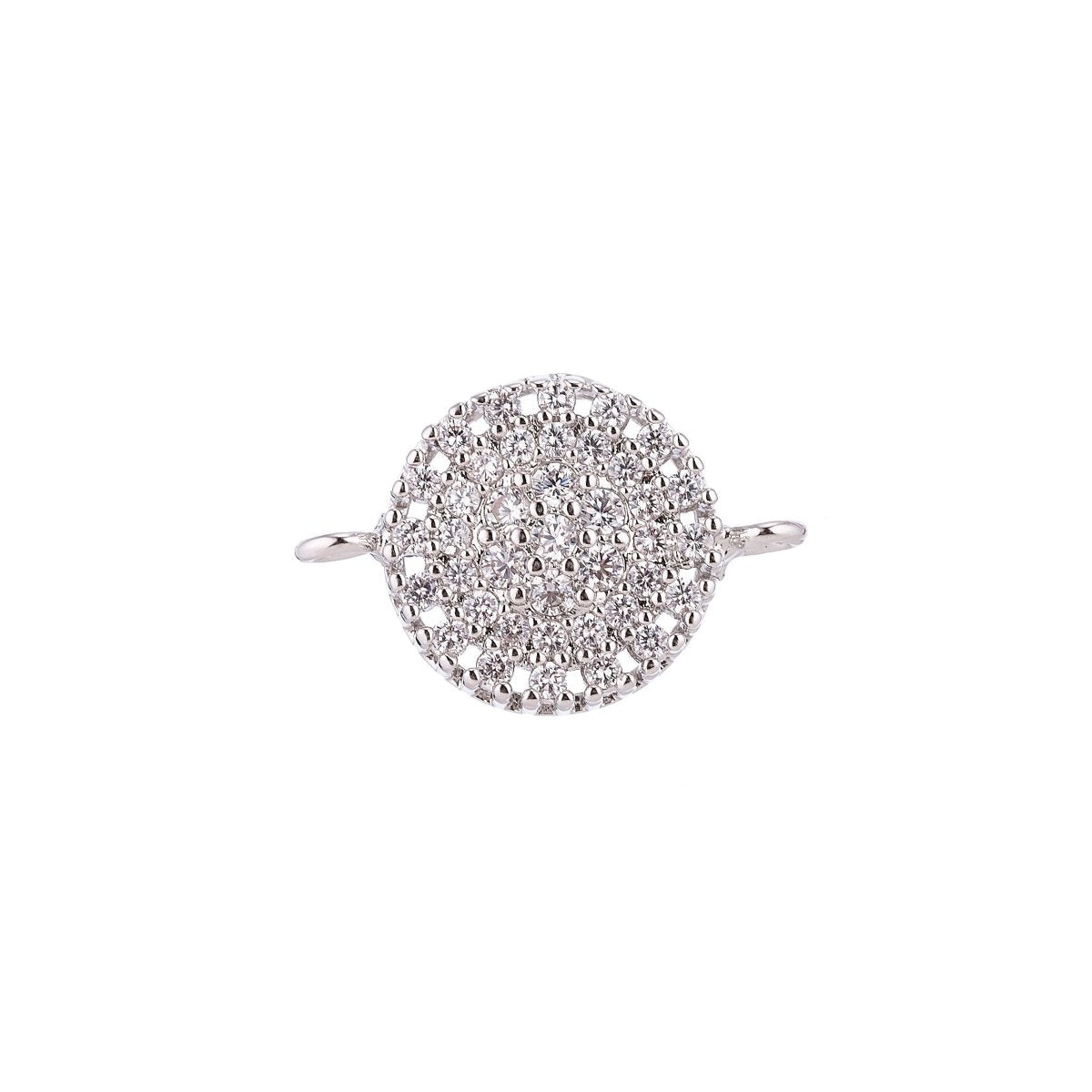 On Sale! CLEARANCE! 18K Gold Filled, White Gold Filled, Rose Gold Filled, Gun-Metal Plated Minimalist Simple Charming Crystal in Circle Cubic Zirconia Charm CONNECTOR For Jewelry Making Finding | F-034