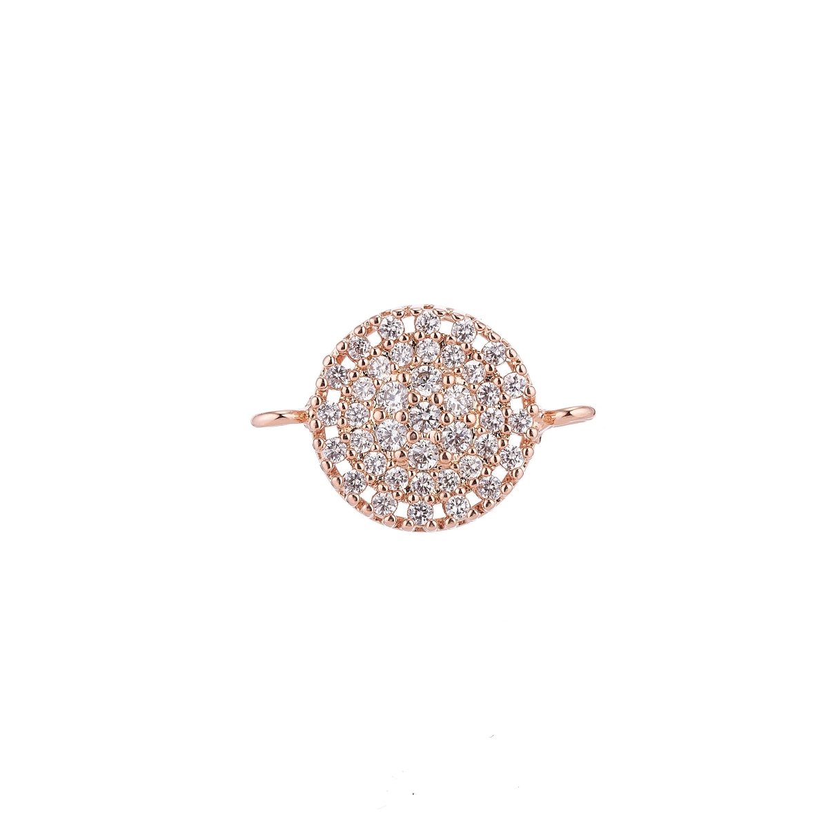 On Sale! CLEARANCE! 18K Gold Filled, White Gold Filled, Rose Gold Filled, Gun-Metal Plated Minimalist Simple Charming Crystal in Circle Cubic Zirconia Charm CONNECTOR For Jewelry Making Finding | F-034