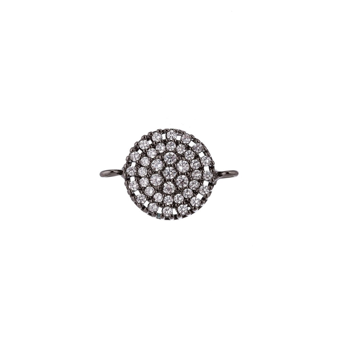On Sale! CLEARANCE! 18K Gold Filled, White Gold Filled, Rose Gold Filled, Gun-Metal Plated Minimalist Simple Charming Crystal in Circle Cubic Zirconia Charm CONNECTOR For Jewelry Making Finding | F-034