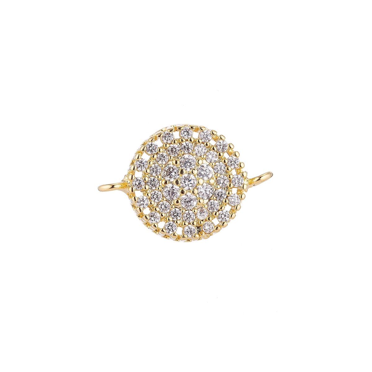 On Sale! CLEARANCE! 18K Gold Filled, White Gold Filled, Rose Gold Filled, Gun-Metal Plated Minimalist Simple Charming Crystal in Circle Cubic Zirconia Charm CONNECTOR For Jewelry Making Finding | F-034