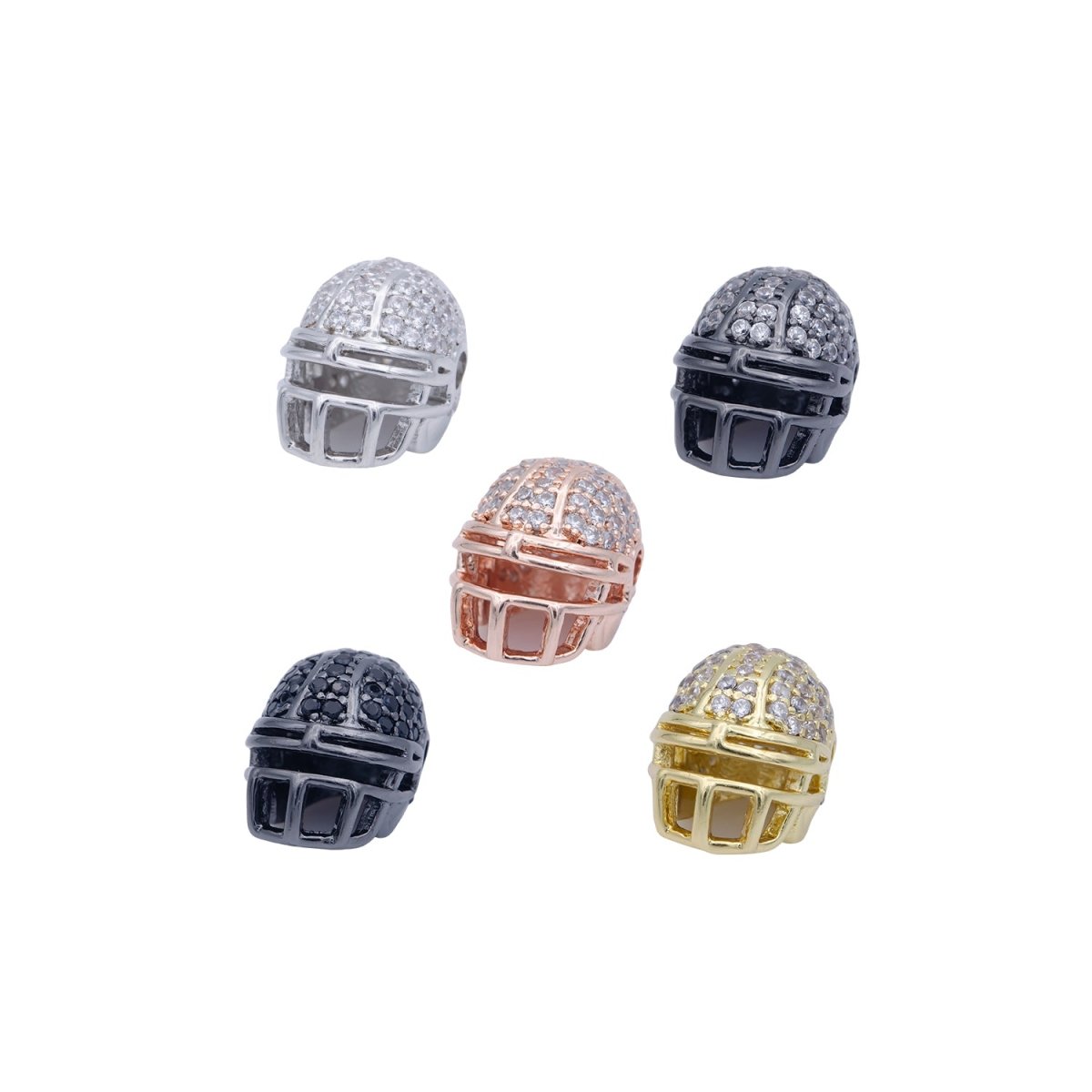 On Sale! CLEARANCE! Cubic Zirconia Crystal American Football Sport Hemet, Copper Gold Filled Charm CONNECTOR Bracelet Design Plated Material For Jewelry Making F-295