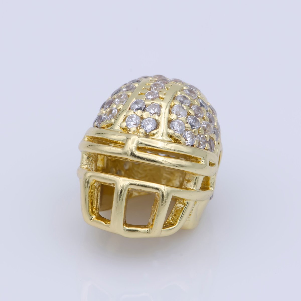 On Sale! CLEARANCE! Cubic Zirconia Crystal American Football Sport Hemet, Copper Gold Filled Charm CONNECTOR Bracelet Design Plated Material For Jewelry Making F-295