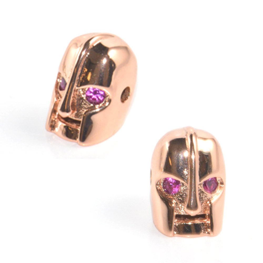On Sale! CLEARANCE! Cubic Zirconia Warrior Mask Robot Jewelry Cooper Charm Beads Connector Crystal Rhinestone Pave Czech Bracelet Design Plated Material | B-343