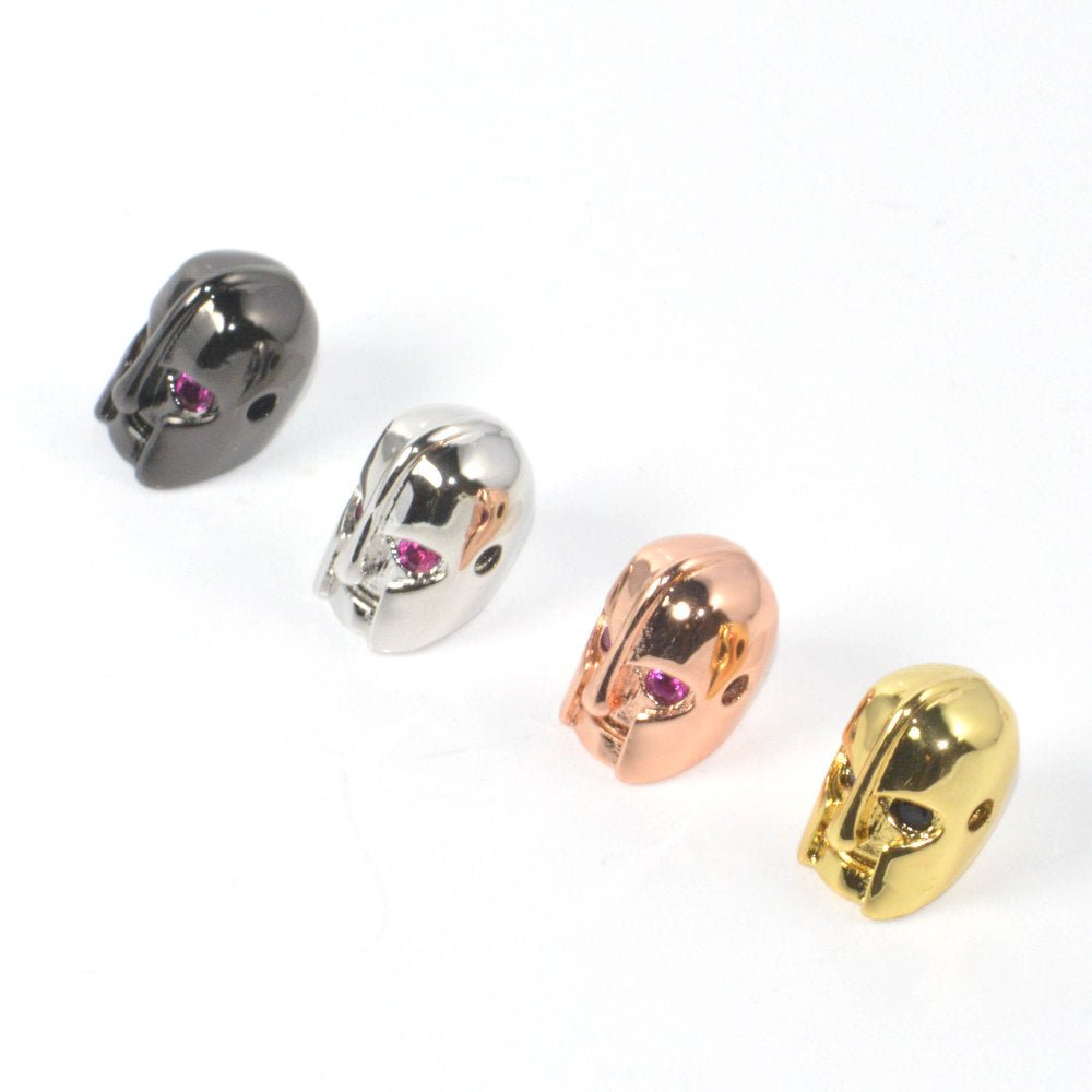 On Sale! CLEARANCE! Cubic Zirconia Warrior Mask Robot Jewelry Cooper Charm Beads Connector Crystal Rhinestone Pave Czech Bracelet Design Plated Material | B-343