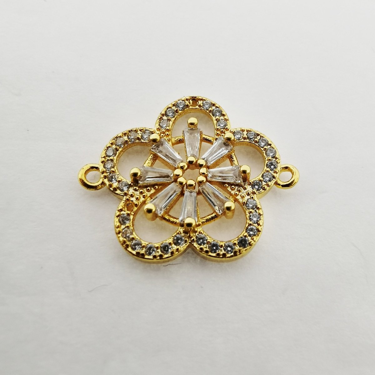 On Sale! CLEARANCE! Gold Daisy Flower Connector, Beautiful Flower, Sparkle Shiny Cubic Zirconia Bracelet Charm Necklace Pendant Findings CONNECTOR For Jewelry Making | F-127