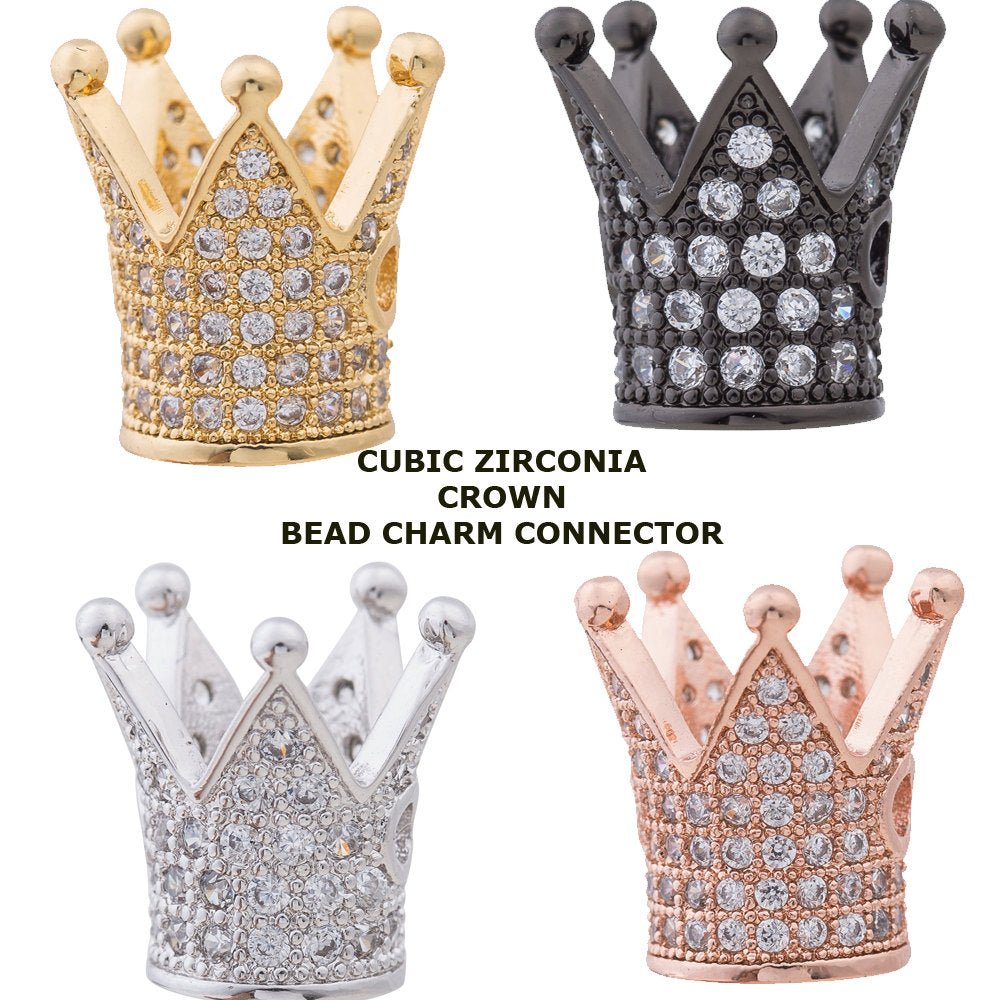 On Sale! CLEARANCE! Gold Filled Crown Spacer, Gold Rose Gold Black Micro Pave Bead Spacer King Crown Bead For Bracelet Jewelry Making | B-134