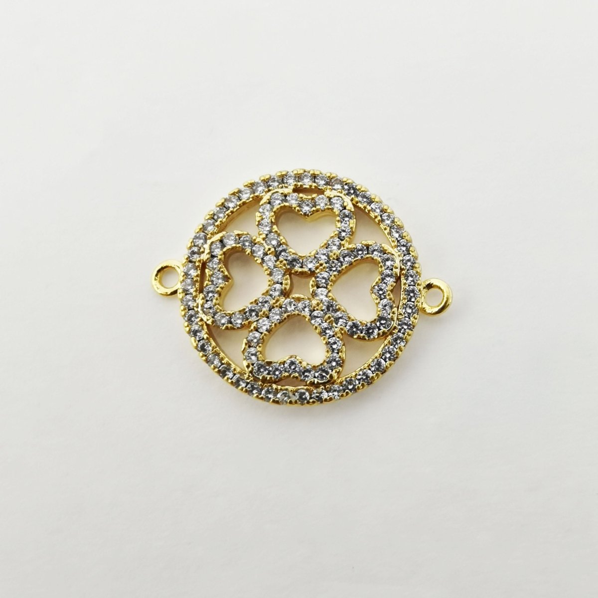 On Sale! CLEARANCE! Gold Filled Heart Love, Clover Lucky Charm, Flower, Cubic Zirconia Bracelet Charm Necklace Pendant Findings, CONNECTOR for Jewelry Making | F-144