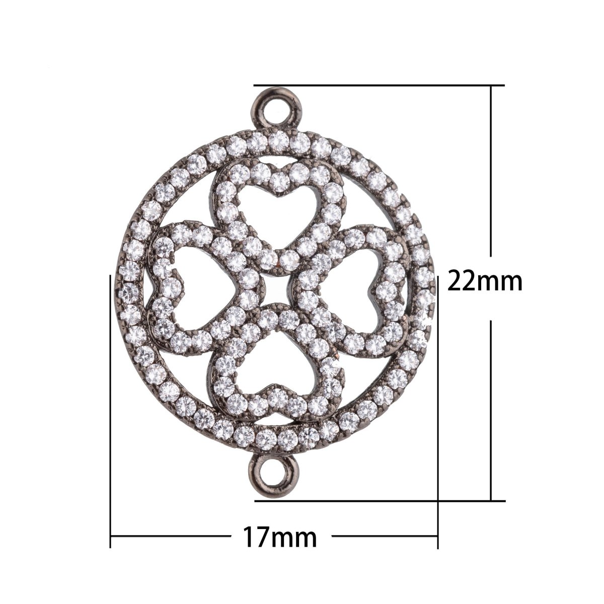 On Sale! CLEARANCE! Gold Filled Heart Love, Clover Lucky Charm, Flower, Cubic Zirconia Bracelet Charm Necklace Pendant Findings, CONNECTOR for Jewelry Making | F-144