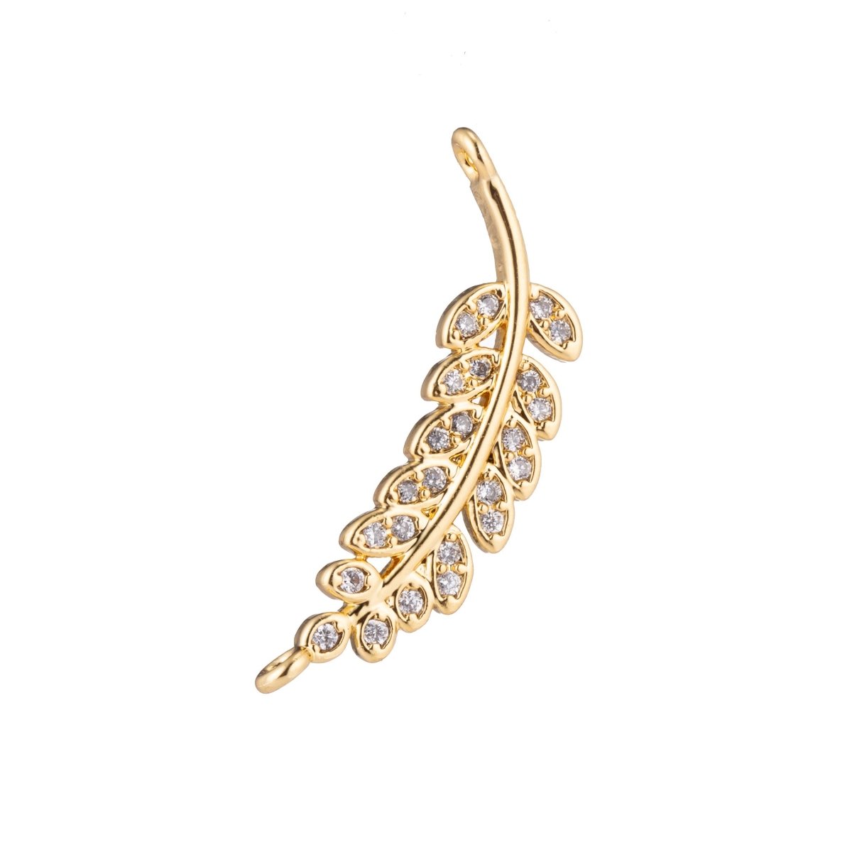 On Sale! CLEARANCE! Gold Filled Leaf, Tree Branch, Flower, Foliage, Cubic Zirconia Bracelet CONNECTOR Charm, Necklace Pendant, Findings for Jewelry Making F-166