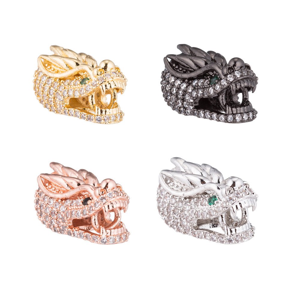 On Sale! CLEARANCE! Gold Filled Micro Paved CZ Mythical Dragon Spacer Bead | B-075