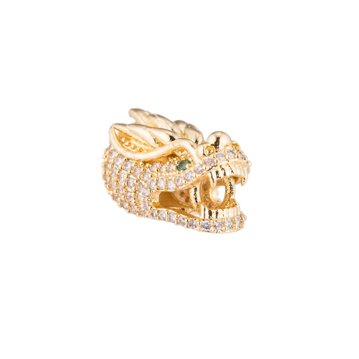 On Sale! CLEARANCE! Gold Filled Micro Paved CZ Mythical Dragon Spacer Bead | B-075