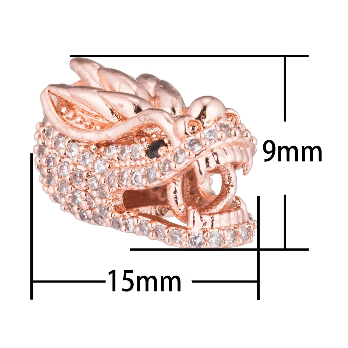 On Sale! CLEARANCE! Gold Filled Micro Paved CZ Mythical Dragon Spacer Bead | B-075