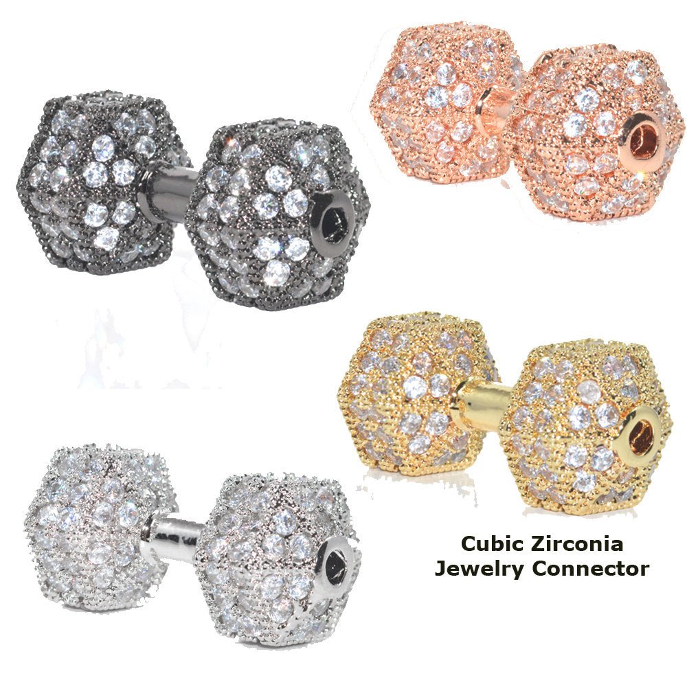 On Sale! CLEARANCE! Gold Filled Weight Lifting Sports Bracelet Charm Connector Genuine Cubic Zirconia Crystal Paved Design Cooper Plated Material | B-160