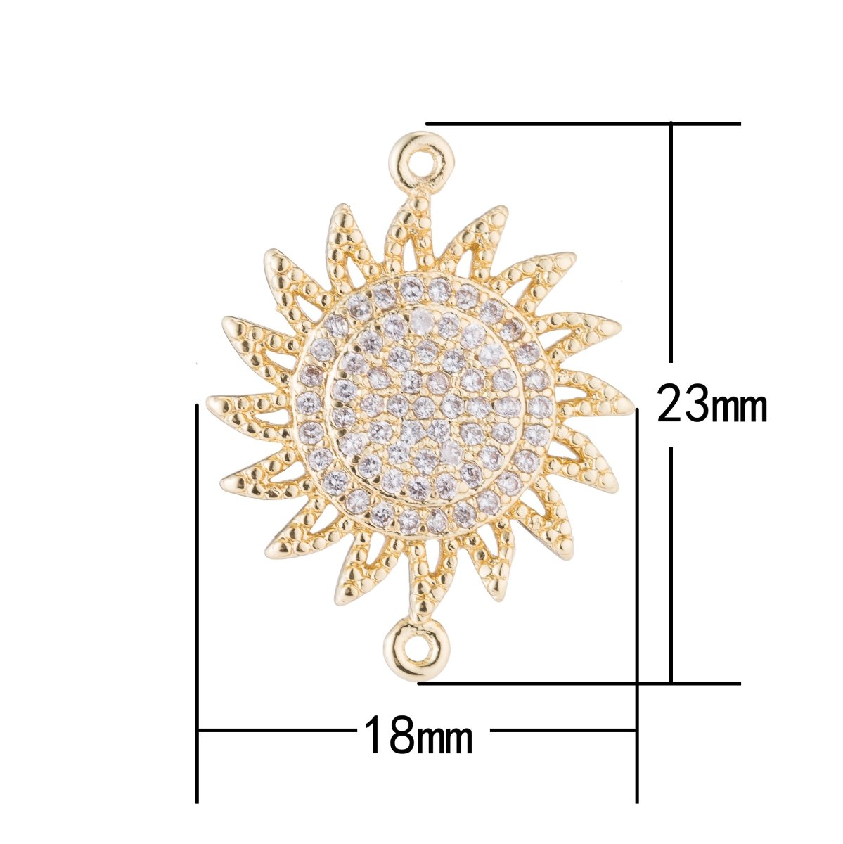 On Sale! CLEARANCE! Gold / Rose Gold / Black / Silver Sun Bright, Sunshine, Sun Rays, Sunny Day, Celestial, Star, Cubic Zirconia Bracelet Charm Bead Finding Connector for Jewelry Making | F-121
