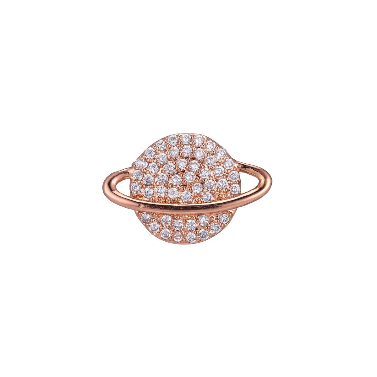 OS On Sale! CLEARANCE! Micro Pave CZ Planet Charm 18K Gold Filled Ring Saturn Planet Bracelet Charm Bead Finding CONNECTOR For Earring Jewelry Making F-224