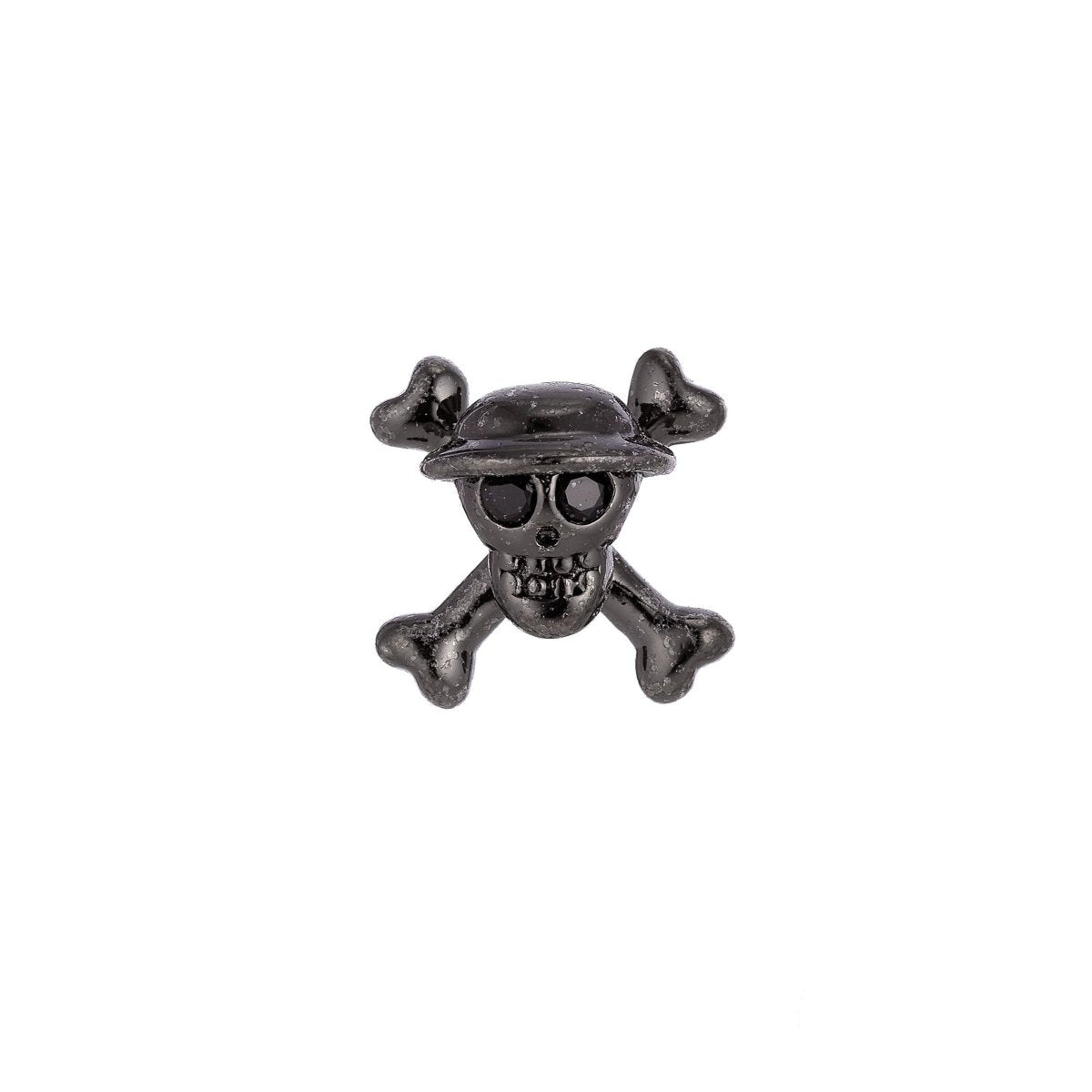 On Sale! CLEARANCE! One Piece Pirate Skull Bead Spacer for Men Bracelet Silver Danger Warning Poison Skull and Crossbones Charm Connector 13x13mm | B-021