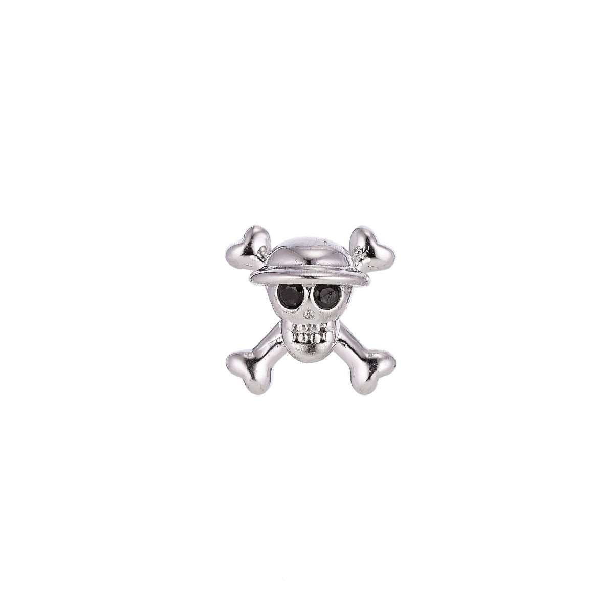 On Sale! CLEARANCE! One Piece Pirate Skull Bead Spacer for Men Bracelet Silver Danger Warning Poison Skull and Crossbones Charm Connector 13x13mm | B-021