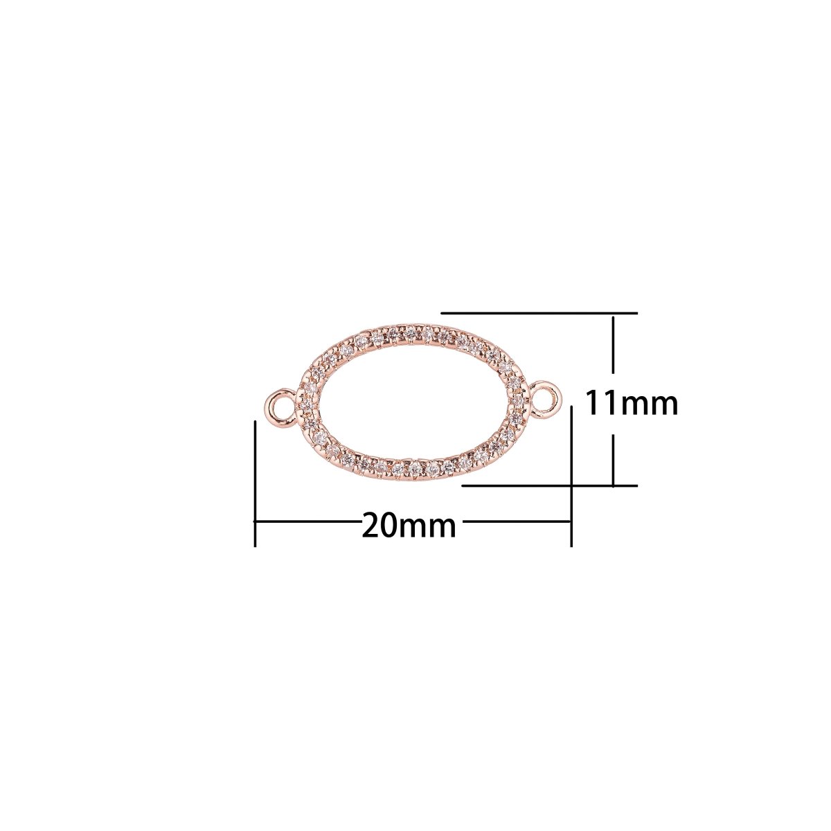 On Sale! CLEARANCE! Rose Gold, Silver, Black, 18K Gold Filled Ellipse Shape Cubic Zirconia Charm Necklace Pendant Findings for Jewelry Making, CONNECTOR | F-060
