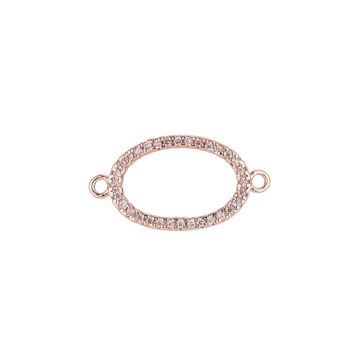 On Sale! CLEARANCE! Rose Gold, Silver, Black, 18K Gold Filled Ellipse Shape Cubic Zirconia Charm Necklace Pendant Findings for Jewelry Making, CONNECTOR | F-060