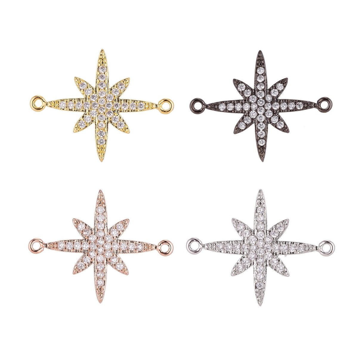 On Sale! CLEARANCE! Silver, Black, 18K Gold Filled Elegant Shooting Star Cubic Zirconia Bracelet Charm Bead Finding CONNECTOR For Jewelry Making | F-065